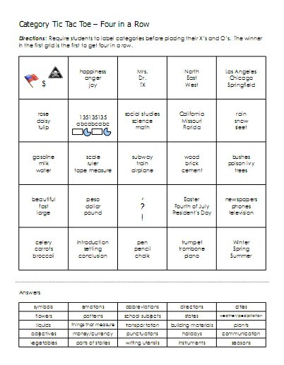 Categories â Word Lists, Activities, Worksheets, And More